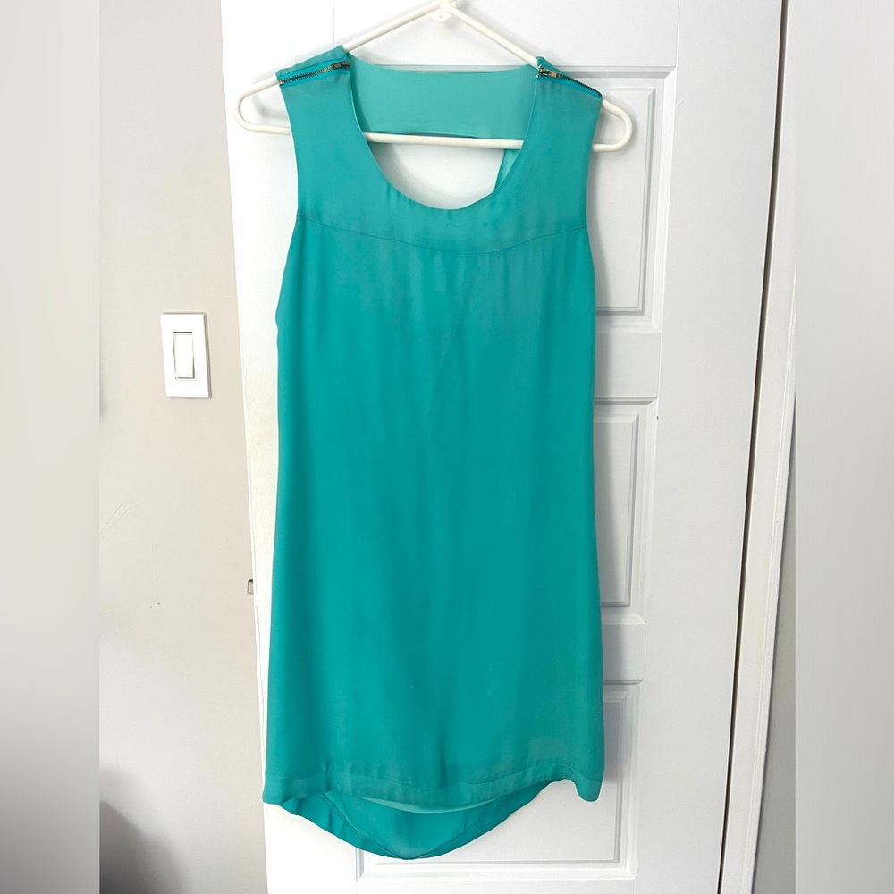 Turquoise blue silk dress